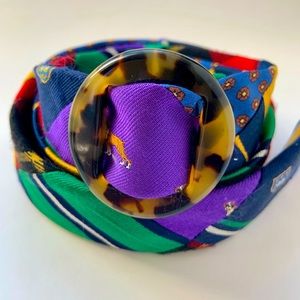 🌹J.Crew silk tie belt with tortoise shell buckle